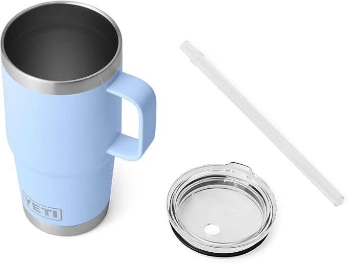 YETI Rambler 25 oz Tumbler with Handle and Straw Lid, Travel Mug Water Tumbler, Vacuum Insulated Cup with Handle, Stainless Steel, Big Sky Blue - Image 4