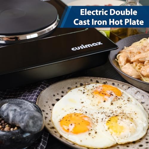 CUSIMAX Hot Plate, 1800W Electric Burner Double Hot Plate for Cooking,Black - Image 6