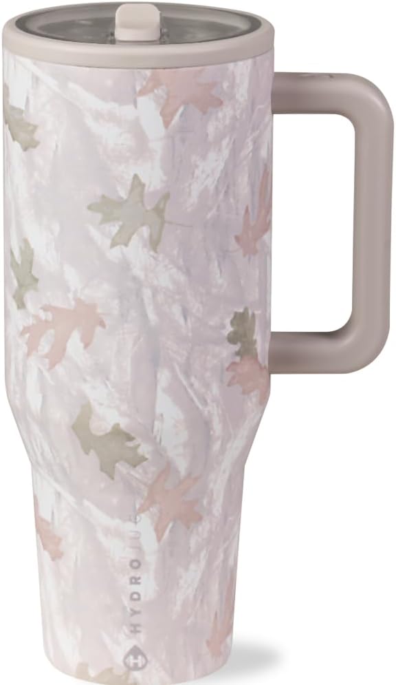 HydroJug Traveler - 40 oz Water Bottle with Handle & Flip Straw - Fits in Cup Holder, Leak Resistant Tumbler-Reusable Insulated Stainless Steel & Rubber Base - Gifts for Women & Men, Camo by Hydrojug