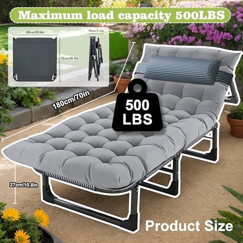 Folding Camping Cot for Adults,Adjustable Sleeping Cot with Mattress - Image 4