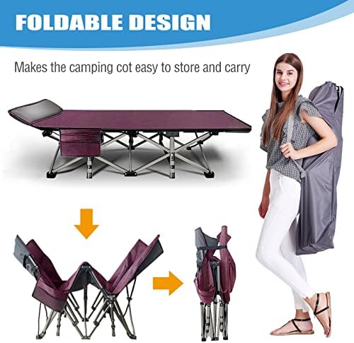DoCred Folding Camping Cot with Mattress, 2 Pack Heavy Duty Folding Cot - Image 6