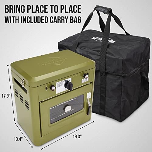 Hike Crew Outdoor Gas Camping Oven w/Carry Bag | CSA Approved Portable Propane-Powered 2-Burner Stove & Oven | Auto Ignition, Overheat Safety Shutoff, Built-In Thermometer | Hose & Regulator Included - Image 4