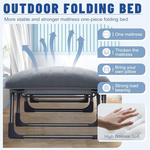 Adjustable Folding Camping Cot with Mattress(L''80in) - Image 7