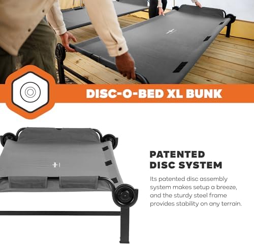Disc-O-Bed XL Outdoor Modular 2 Person Double Camping Cot Portable Bed with 2 Height Options for Adults, Sleep Solution for Tents, Grey - Image 6
