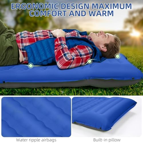 FNARMW Extra Thick Camping Sleeping Pad with Built-in Pillow & Foot Pump - Image 2