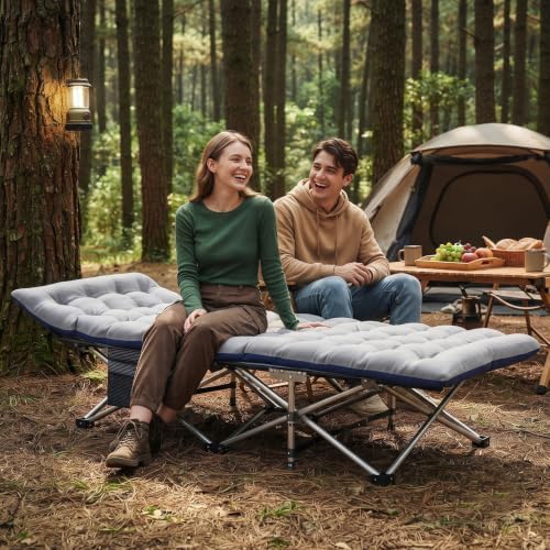 DoCred Folding Camping Cot with Mattress, Heavy Duty Folding Cot - Image 4