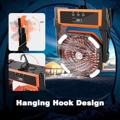 Sendowtek 20000mAh Portable Camping Fan Battery Rechargeable with LED Light - Image 6
