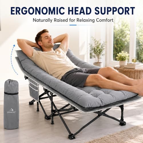 Camping cots, Oversized 32inch Width Portable Foldable Outdoor Bed for Adults Kids, Cot for Traveling Gear Supplier, Office Nap,Support 900 lbs-with Sleeping Pad Mattress - Image 6