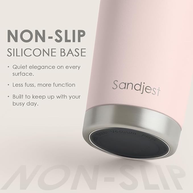 SANDJEST Stainless Steel Tumbler 20 oz, Double Wall Vacuum Insulated Mug with Lid, Travel Coffee Cup for Women Girls Friends Sisters, Birthday Christmas (Pale Pink) - Image 4