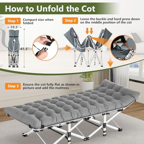 Slendor Folding Camping Cot for Adults, Portable Sleeping Cot 500lbs - Image 5