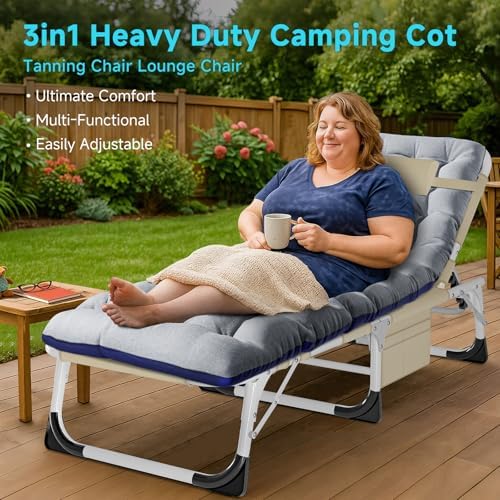 ABORON Extra Wide 28-Inch Folding Camping Cot for Adults with Mattress - Image 6