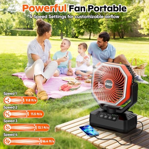 Battery Powered Fan, 20000mAh Portable Fan Rechargeable Up to 70H Runtime - Image 2