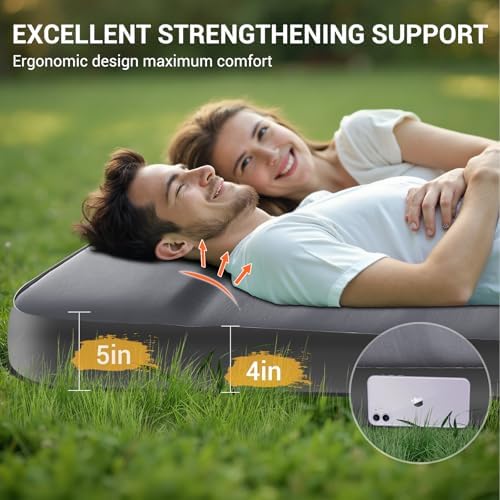 Elegear Air & Foam Camping Mattress 4" Built-in Electric Pump, Gueen Grey - Image 3