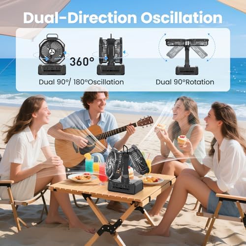 Dual Head Portable Rechargeable Fan 20000mAh Battery Powered Fan Cordless - Image 5