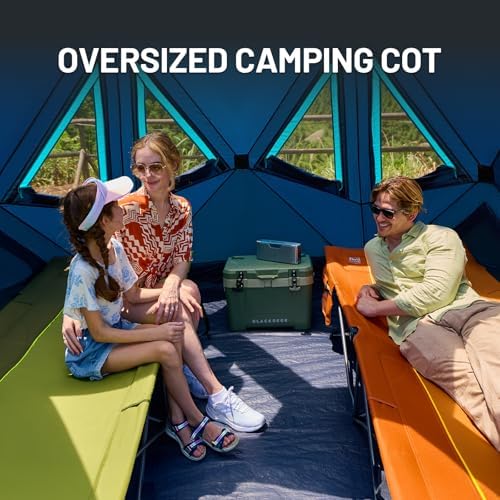 Timber Ridge Extra Wide Heavy Duty Camping Cot for Adult, Easy Set Up Oversized Sleeping Cot with Carry Bag for Camping, Travel and Outdoors, Support up to 450lbs, Orange, 2 Pack - Image 2