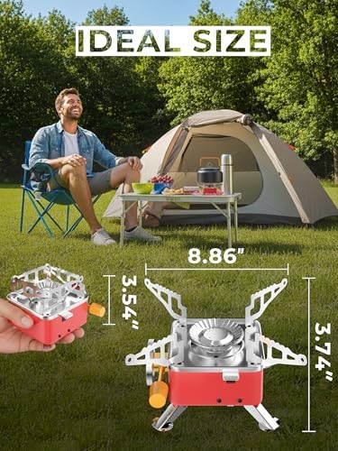 SYIPO Portable Camping Stove, Ultralight Backpacking Stove with Stable Support Wind-Resistance Camp Stove, Mini Outdoor Folding Metal Camping Gas Stove for Camping, Hiking, Cooking, ect. - Image 2