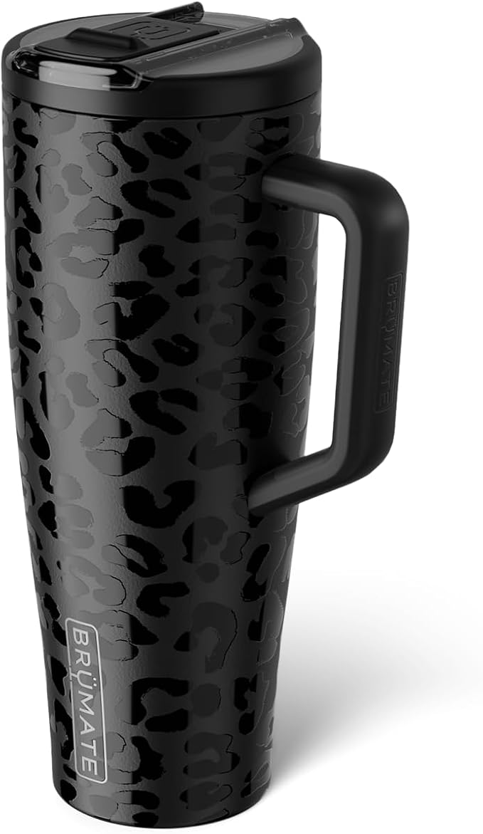 BrüMate Era Flip 40oz Tumbler with 100% Leakproof Covered Straw Lid | Hygienic Covered Straw | Insulated Stainless Steel Water Bottle with Handle | Cup Holder Friendly | BPA-Free (Onyx Leopard) - Image 2