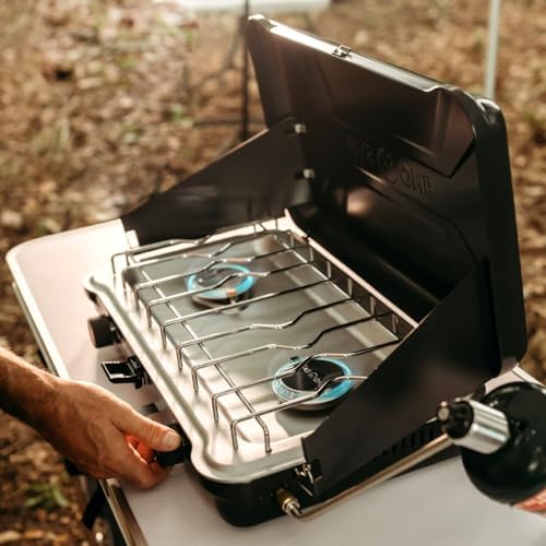 GasOne Portable Camping Stove – Double Propane Stove with Auto Twist Turn Ignition – 22,000 BTU Camping Cooktop with 2 Burners and Wind Guard – Ideal for Tailgating, Fishing, Travel - Image 6