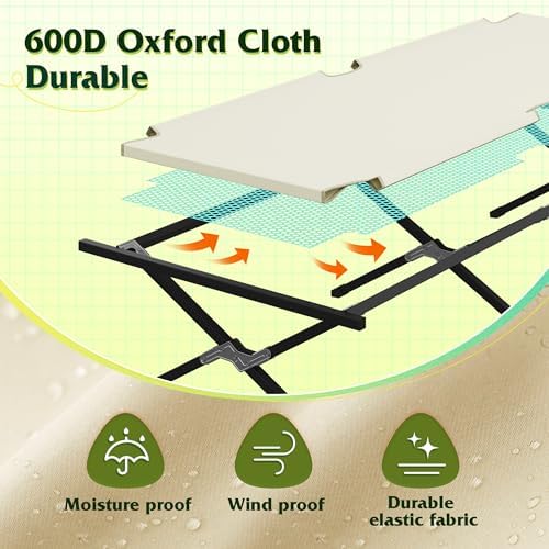 WLIVE Folding Camping Cots for Adults with Carry Bag, 300 lb, Green - Image 2
