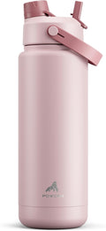 POWCAN 32 oz Insulated Water Bottle with 2-in-1 Straw and Spout Lid, Keep Cold 24H, Leak-Proof, BPA-Free, Double Wall Stainless Steel Water Bottle for Sports, Gym, Travel, and School (Dried Rose) by POWCAN
