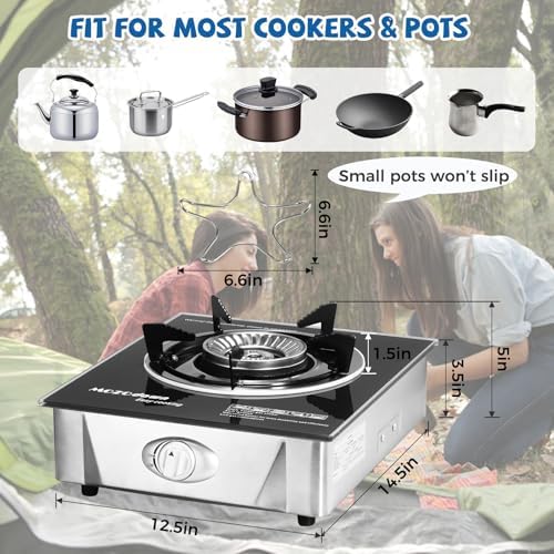 Single Burner Propane Stove 15000 BTU, Portable Gas Stove 1 Burner, Camping Stove Propane with LPG Adapter Hose for Indoor and Outdoor Kitchen Cooking - Image 5