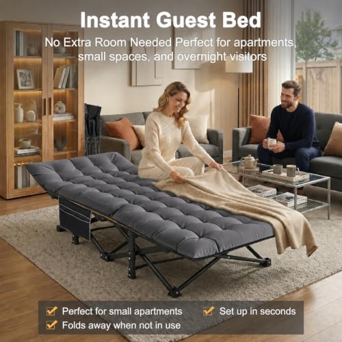 ABORON Oversized Camping Cot for Adults, 900 lbs Heavy Duty Folding Camping Bed with Mattress Pad, 78 x 32 in XXL Outdoor Cot, 1200D Oxford Portable Sleeping Cot with Carry Bag for Camping - Image 6