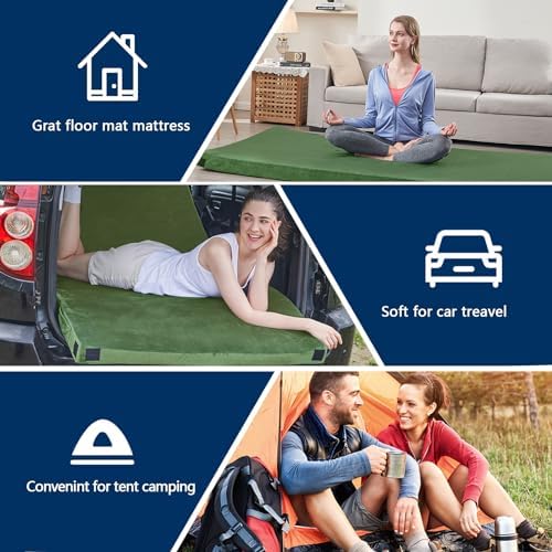 CYMULA Memory Foam Camping Mattress Pad, CertiPUR-US Sleeping Mat, Portable Roll Up Mattress for Adults, Camping Bed Pads for Sleepover, Car Bed with Travel Bag - Image 4