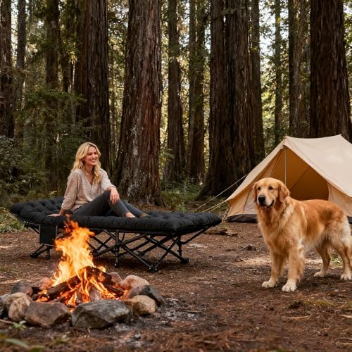 DoCred Oversized XXL Camping Cot with Mattress, 32" Wide Folding Cot - Image 5