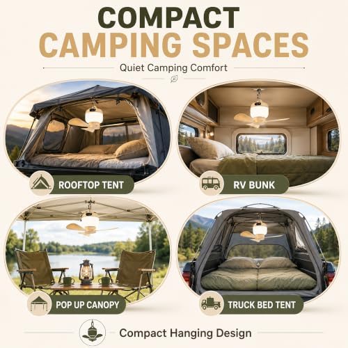 Portable Hanging Tent Fan with Light & Remote, Rechargeable Camping Fan - Image 5