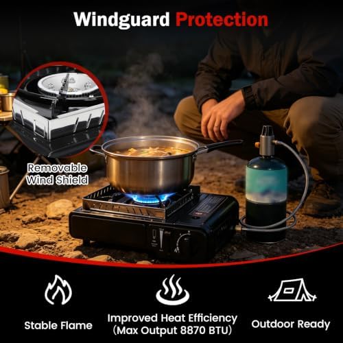 Dual Fuel Camping Stove,Portable Butane or Propane Single Burner Camp Stove - Image 6