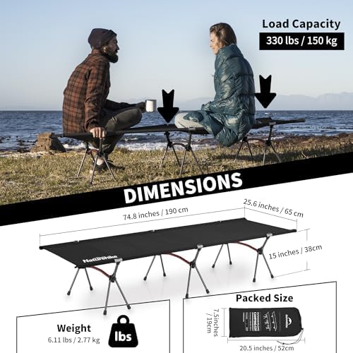 Naturehike ArmyWild Folding Camping Cot, Height Adjustable Ultralight Backpacking Cot, Portable Camping Bed for Camping Hiking Travel Home - Image 4