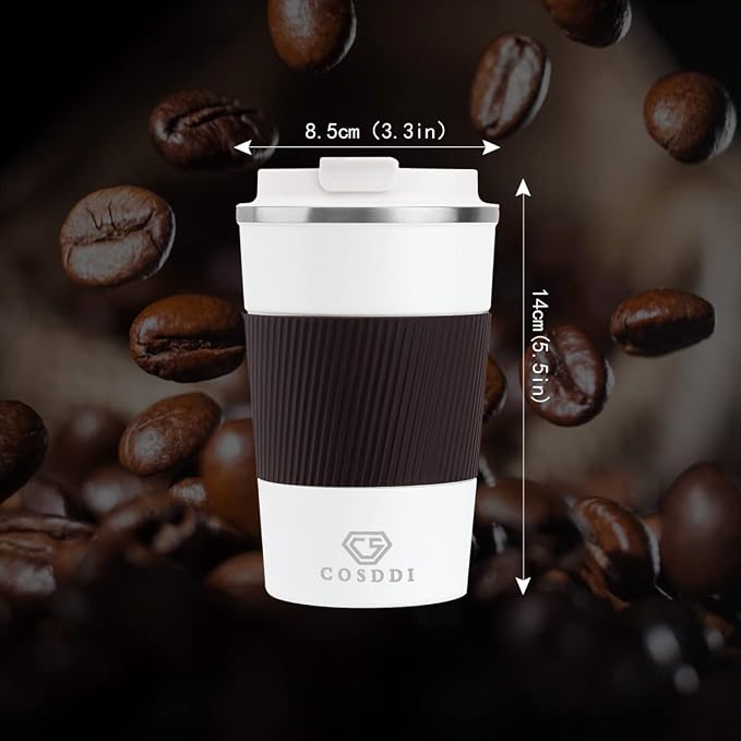 CS COSDDI 12 oz Stainless Steel Vacuum Insulated Tumbler - Coffee Travel Mug Spill Proof with Lid - coffee Cup for Keep Hot/Ice Coffee,Tea and Beer (3rd White) - Image 6