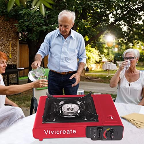 Vivicreate Portable Butane Stove 8500 BTU, Butane Stove with Auto Ignition for Camping, Lightweight Portable Gas Stove Burner with Safety Lock, Butane Burner, Estufa de Gas Portatil(Red) - Image 3