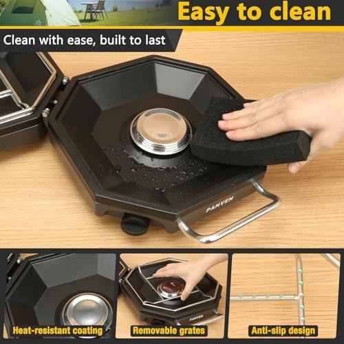 2 Burner Camping Stove, 20,000 BTU Propane Camp Stove with Wiandscreen - Image 3