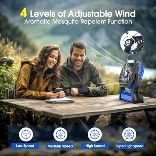 Portable Rechargeable Fan, 20000mAh Cordless Battery Powered Camping Fans - Image 3