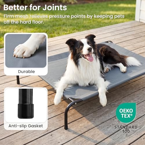 Love's cabin Elevated Cooling Dog Bed for Large Dogs, Portable Indoor & Outdoor Raised Pet Dog Cat Cot, Durable Summer Frame with Breathable Mesh, Grey, 48 inches - Image 4