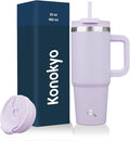 Konokyo 30 oz Tumbler with Handle and 2 Straws,2 in 1 Lid Insulated Water Bottle Stainless Steel Travel Coffee Mug,Wisteria by Konokyo