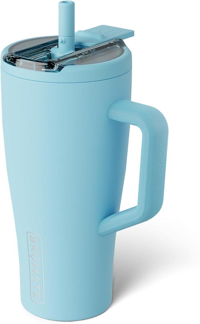 BrüMate Era Flip 30oz Tumbler with 100% Leakproof Covered Straw Lid | Hygienic Covered Straw | Insulated Stainless Steel Water Bottle with Handle | Cup Holder Friendly | BPA-Free (Glacier) by Br%C3%BCMate