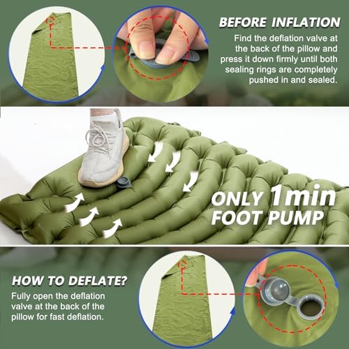 Ultralight Camping Sleeping Pad with Pillow & Built-in Foot Pump - Image 5