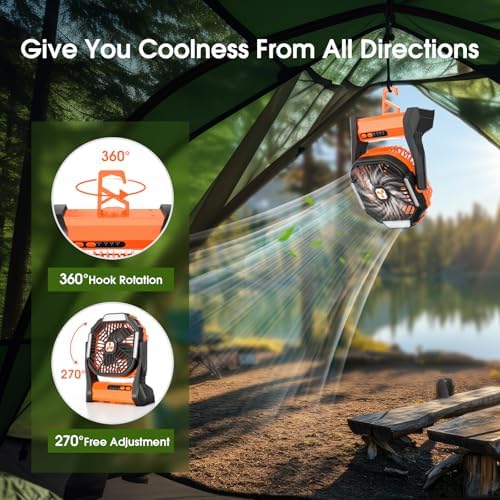 Portable Rechargeable Fan, 20000mAh Cordless Battery Powered Camping Fans - Image 4
