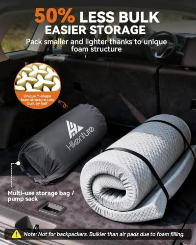 Hikenture 4" Thick Self Inflating Sleeping Pad, Foam & Air Camping Mattress - Image 7