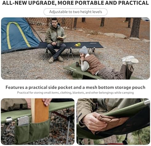 Naturehike ArmyWild Folding Camping Cot, Height Adjustable Ultralight Backpacking Cot, Portable Camping Bed for Camping Hiking Travel Home - Image 6