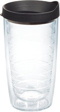 Tervis Clear & Colorful Lidded Made in USA Double Walled Insulated Tumbler Travel Cup Keeps Drinks Cold & Hot, 16oz, Black Lid by TervisTumblerCompany