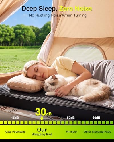 TaskStar 4" Self Inflating Sleeping Pad for Camping with Pillow, Electric Foam & Air Camping Sleeping Pad, 9.5 R-Value, 4 Season Air Mattress for Camping Essentials Gear for Tent Travel Car Cot - Image 6