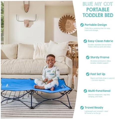 Regalo My Cot® Portable Toddler Bed, Foldable Kids Travel Bed & Camping Cot, Lightweight Sleeping Cot for Toddlers, Indoor/Outdoor, 46.5” x 24.5” x 9”, Royal Blue - Image 6