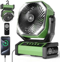 KITWLEMEN Camping Fan with Light - 20000mAh Rechargeable Battery Fan, 60Hrs Max Run Time, 4 Speeds, Timer, Auto Oscillation, 270° Pivot & Hook for Camping, Power Outage, Hurricane by KITWLEMEN