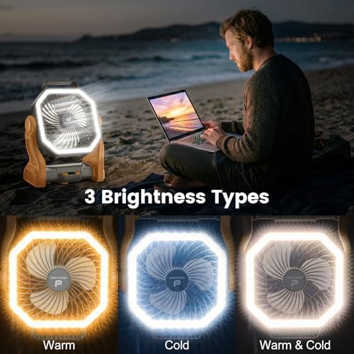 Odoland Portable Rechargeable Fan, 20000mAh Camping Fan with LED Lantern - Image 4