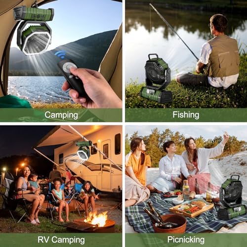 Odoland 30000mAh Camping Fan with LED Lantern, Rechargeable Battery Fan - Image 2