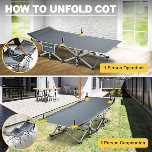 Slendor Folding Camping Cot with Mattress, 500lbs Max Load - Image 6