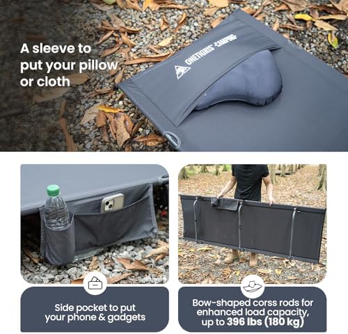 ONETIGRIS SUPRAGRIS Camping Cot, Support Up to 400lbs, Lightweight Comfortable Folding Bed for Camping, Hiking, Backpacking, Travel, Car Trips, Office Nap (Gray) - Image 3